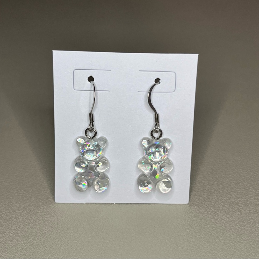 Gummy Bear Charm Earrings - Stainless Steel - Nickel Free